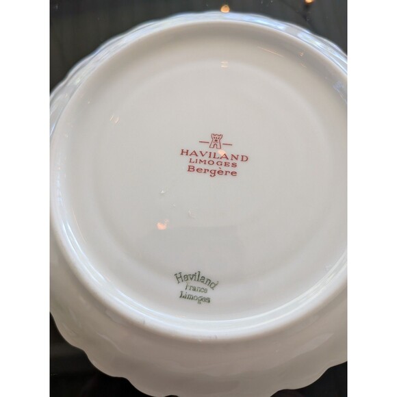 Haviland Limoges Bergere France Tea Cup & Saucer 1990 Blue Floral China Gold - Picture 6 of 13